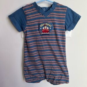 Vintage OshKosh B'gosh Nautical Bon Voyage Striped Romper 18M